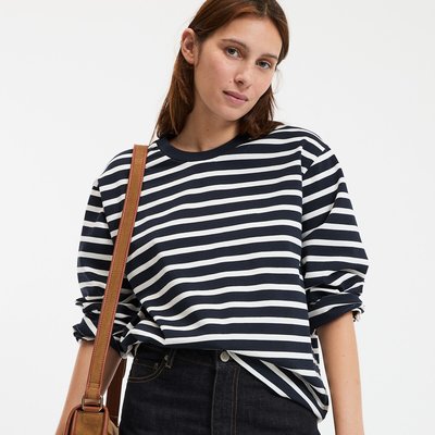 Gestreept T-shirt, ronde hals, lange mouwen LA REDOUTE COLLECTIONS