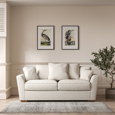 Florence Scatterback Woven 3 Seater Sofa with Dark Brown Wood Legs SO'HOME