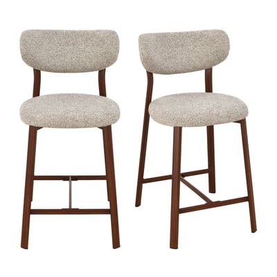 Lot de 2 chaises de bar en tissu piètement effet foncé bois H65cm- LUNARA DRAWER