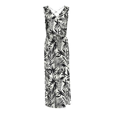 Vestido largo con escote en pico y estampado de hojas VERO MODA