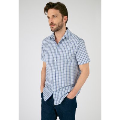 Chemise à carreaux popeline coton, manches courtes DAMART
