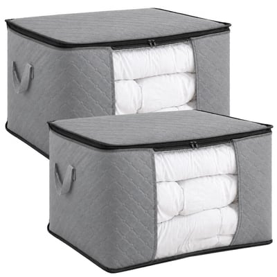 Lot de 2 sacs de rangement pliable pour vêtements, linge de maison avec poignées VIVEZEN