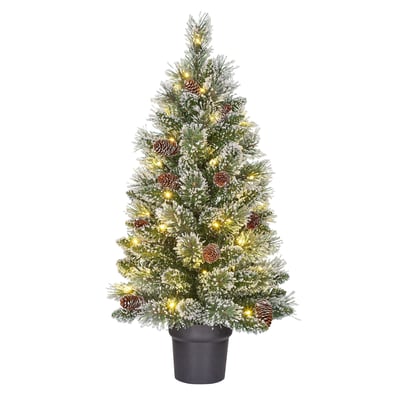 Sapin de Noël artificiel enneigé avec LED H90 cm VANDANS BLACK BOX TREES