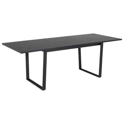 Table à manger extensible en acier et MDF effet marbre noir - 6 à 8 personnes, JANE OVIALA