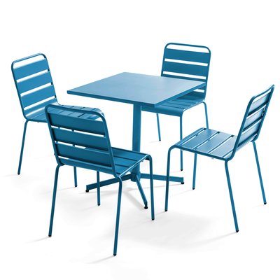 Salon de jardin table inclinable et 4 chaises en métal, PALAVAS OVIALA