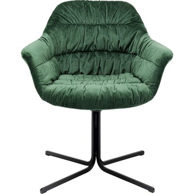 Chaise avec accoudoirs pivotante Colmar velours vert KARE DESIGN