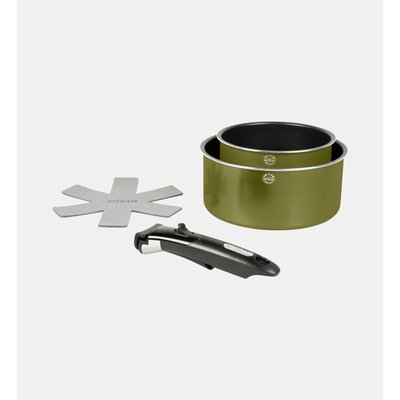 Lot De 2 Casseroles - A-re Agir - Sitramovible - 4 Pièces - Vert Métallisé ABSOLUMENT MAISON
