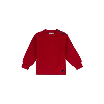 Pull marin uni col rond à boutons FOUESNANT KIDS ARMOR-LUX