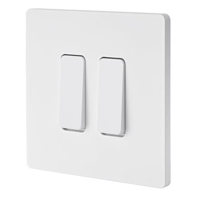 Interrupteur Duo Va Et Vient Ou Poussoir Collection « M », Finition Blanc Mat. MODELEC