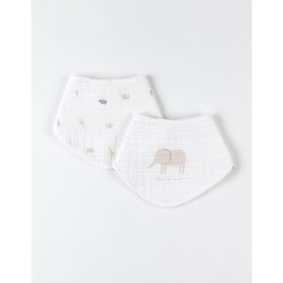 Set de 2 bavoirs bandana en mousseline et éponge, NOUKIE'S