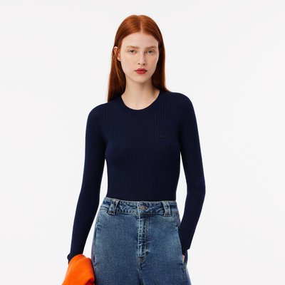 Pull laine Mérinos côtelée 3D LACOSTE