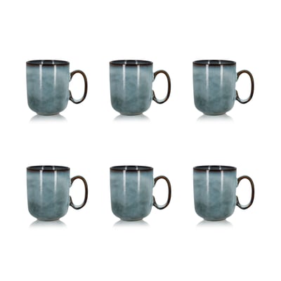 Lot de 6 mugs en grès 40cl, ARONAL OGO LIVING