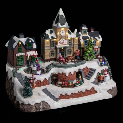 Village de Noël gare animé musical 26 LED + transfo FEERIC LIGHTS & CHRISTMAS