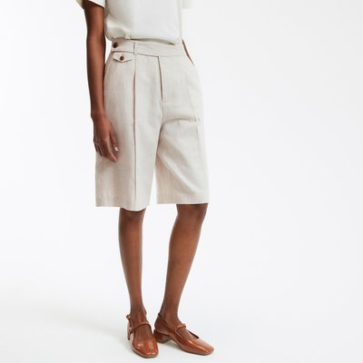 Bermuda à pinces en lin et coton LA REDOUTE COLLECTIONS
