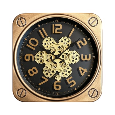 Horloge carrée à mécanismes métal 35cm EMDE