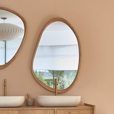 Miroir organique en mindi massif 60x90 cm FIFTIES BERAH GETAH