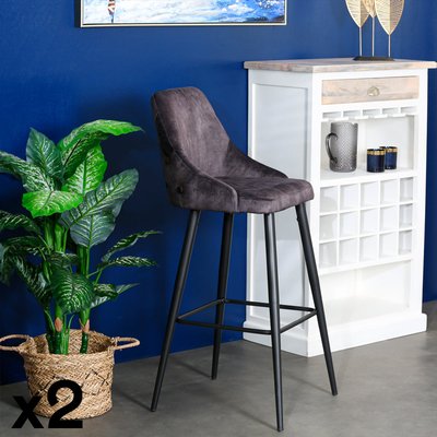 Chaise de bar velours vert kaki (lot de 2) MALMOE PIER IMPORT