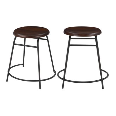 Lot de 2 tabourets en bois - BARNEY RENDEZ-VOUS DÉCO