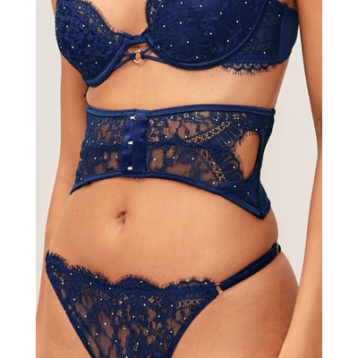 Serre taille en satin et dentelle à strass argentés SHINYLOVIZ UNDIZ