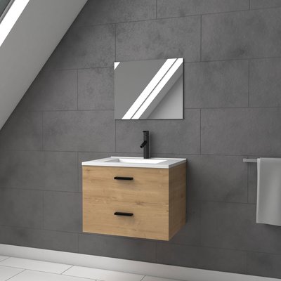 Ensemble meuble vasque + miroir finition bois HOME MAISON