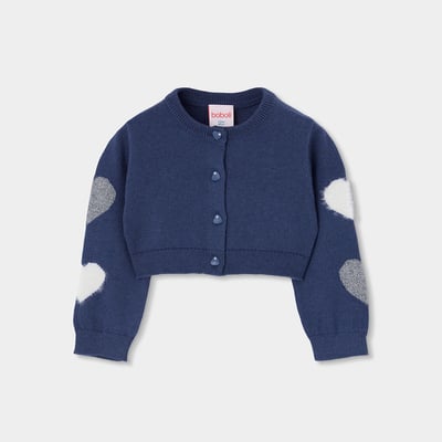 Gilet fille en maille avec coeurs BOBOLI