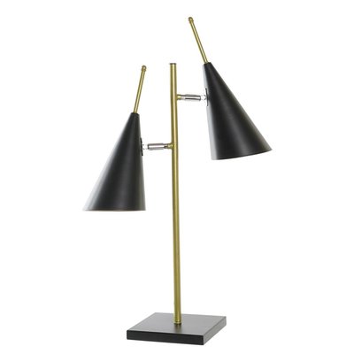 Lampe à poser double en métal noir et doré 38x16x64cm WADIGA