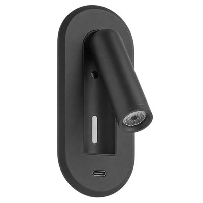 Applique Tête De Lit Mila Tactile Noir Mat Port USB-C MILLUMINE