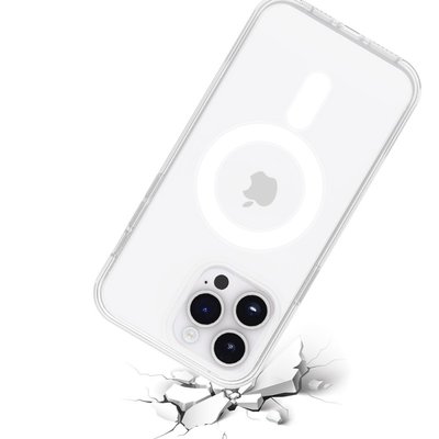 Coque Anti-choc compatible Magsafe pour Iphone 14 Pro Transparente + 2 protections écran et 2 protections objectif caméra EVETANE