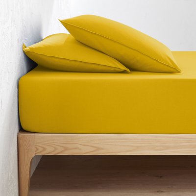 Scenario 30cm Plain Washed Cotton Fitted Sheet LA REDOUTE INTERIEURS