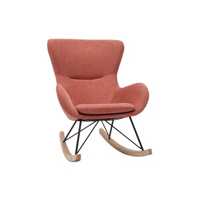 Rocking chair design en tissu effet velours kaki, métal  et bois clair ESKUA MILIBOO