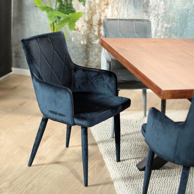 Fauteuil de table moderne en velours bleu (lot de 2) HAWAI PIER IMPORT