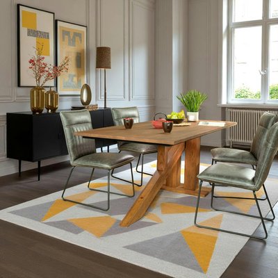 Table à manger moderne en bois massif pied oblique 200 cm OKA PIER IMPORT