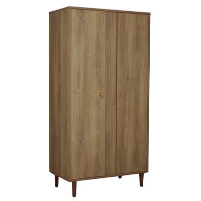 Armoire 2 portes avec détail imitation bois texturé et pieds bois SAUTHON