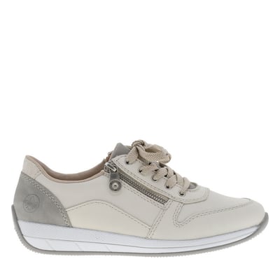 Sneakers taupe avec détails dorés et fermetures à glissières et à lacets RIEKER