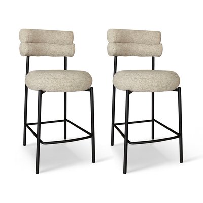 Lot de 2 chaises de bar en tissu tweed et structure métal, GINA NOW'S HOME