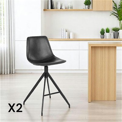 Tabouret de bar noir avec couture (lot de 2) AMSTERDAM PIER IMPORT