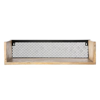 Étagère murale industrielle en bois manguier massif et métal noir L60 cm RACK MILIBOO