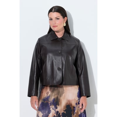 Veste en cuir nappa d’agneau, col chemise ULLA POPKEN