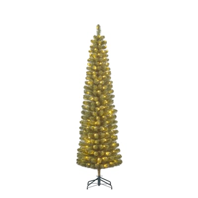Sapin de Noël artificiel étroit avec LED H215 cm CHARLTON BLACK BOX TREES