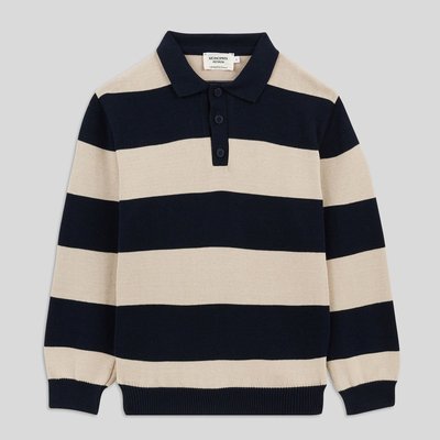 Polo manches longues à rayures fabriqué en France en coton BIO MONOPRIX
