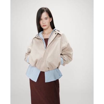 Veste bomber en suédine ourlet ballon kaki Verve GRACE & MILA