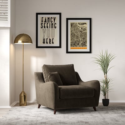 Amelia Textured Velvet Armchair with Dark Wood Legs ÉDITÉ
