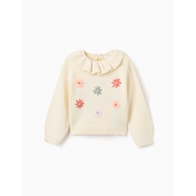 Pull en maille épaisse avec fleurs brodées ZIPPY