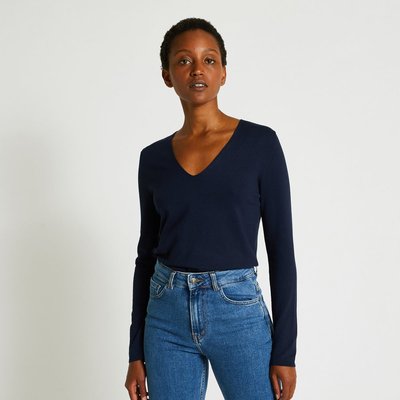 Pull col V uni MONOPRIX