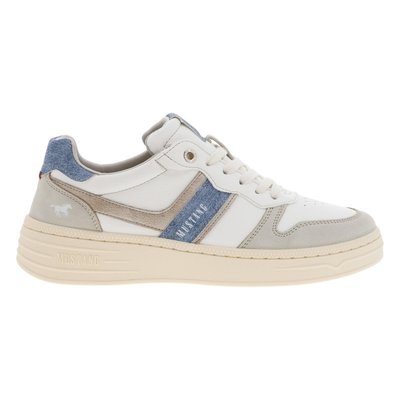 Tennis FEMME Mustang beiges satinées et à lacets plats MUSTANG