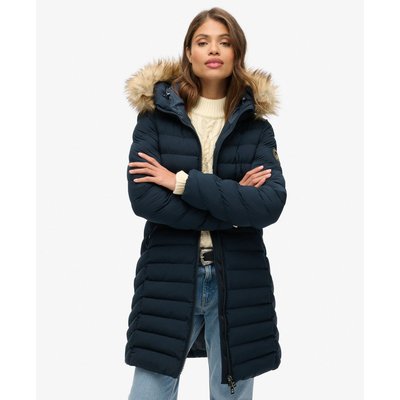 Doudoune femme bleu marine avec fourrure shop