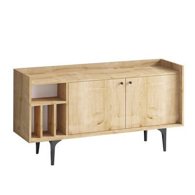 Buffet 3 niches 2 portes décor chêne saphir L150 cm - CANOPUS CALICOSY