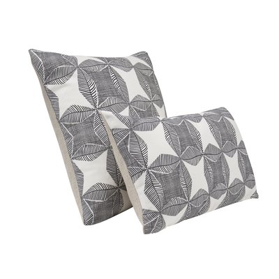 Housse de coussin bi-matière coton et lin, WAX BLANC CERISE