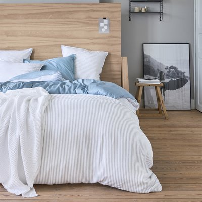 Parure de lit Housse de couette + Taie carrrée en bambou bleu, SILLAGE ESSIX