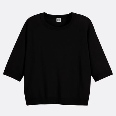 Джемпер с круглым вырезом из 100% шерсти, рукав короткий LA REDOUTE COLLECTIONS